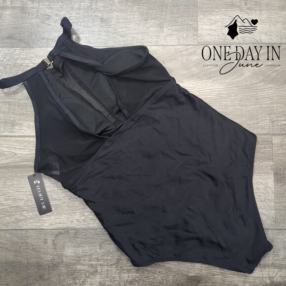 Tempt Me High Neck Mesh One Piece Swimsuit Size M - Picture 7 of 7